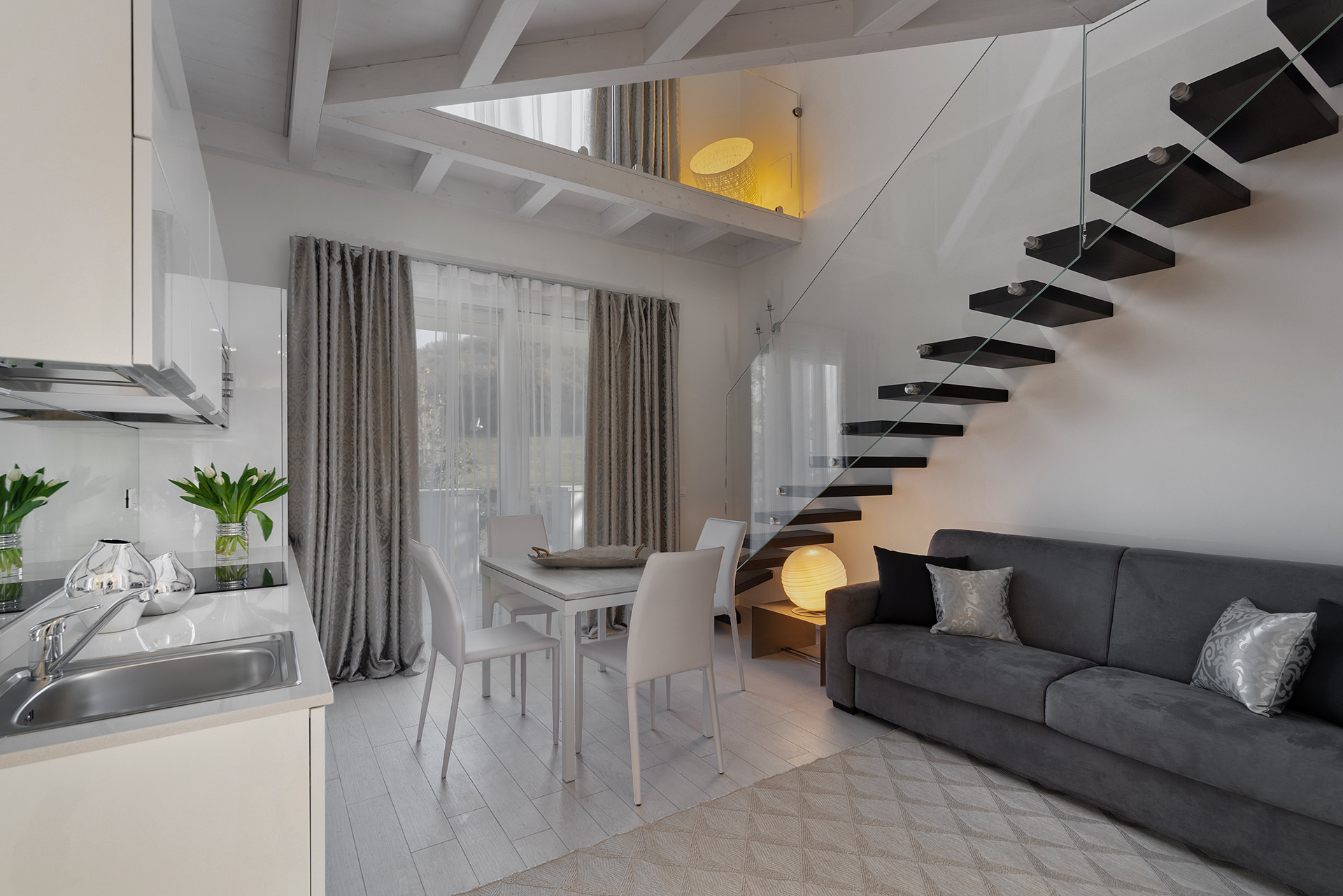 Living room with staircase